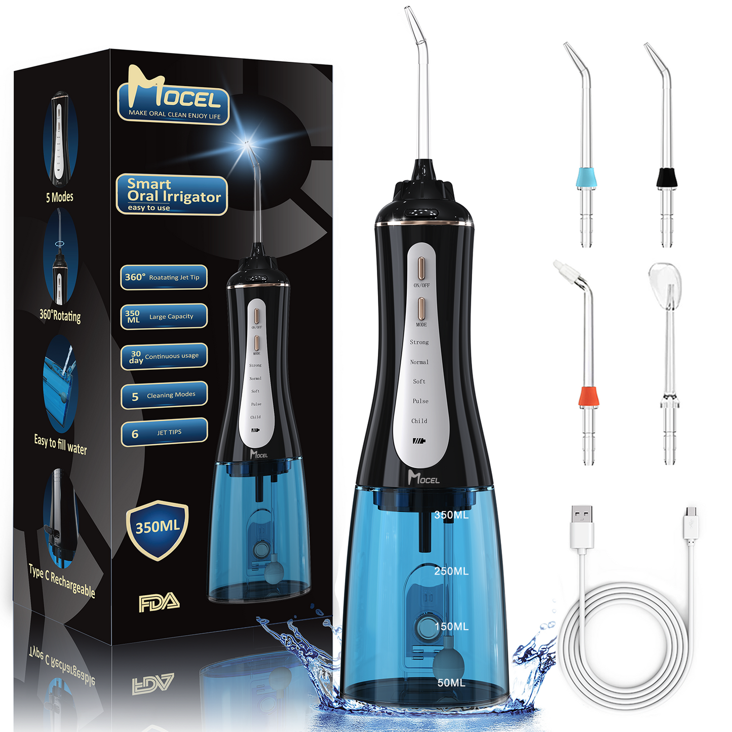 Mocel® Cordless Smart Water Flosser For Teeth, Gums, Braces