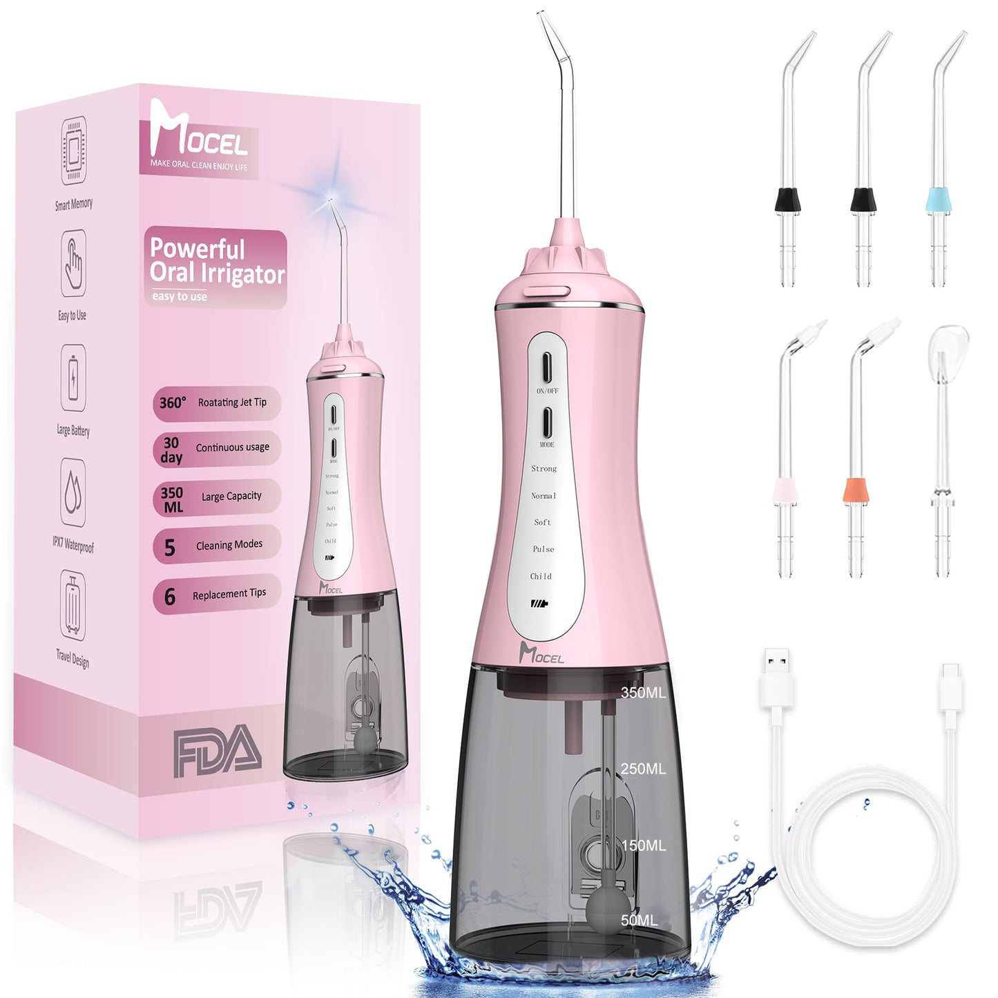 Mocel® Cordless Smart Water Flosser For Teeth, Gums, Braces